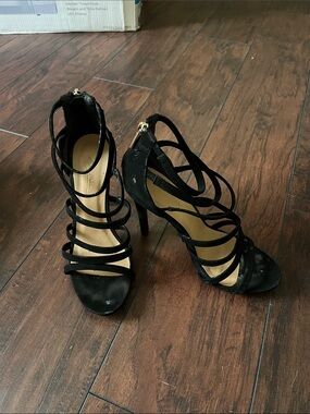Anne Michelle Strappy Black High Heels